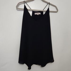 LOFT Medium Black Chiffon Double Layer Tank Top Blouse Sleeveless Shell M